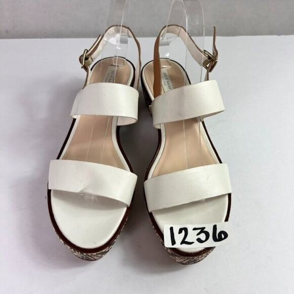 Cole Haan Sandals Womens 9B White Platform Wedge Leather Snake - Picture 7 of 10